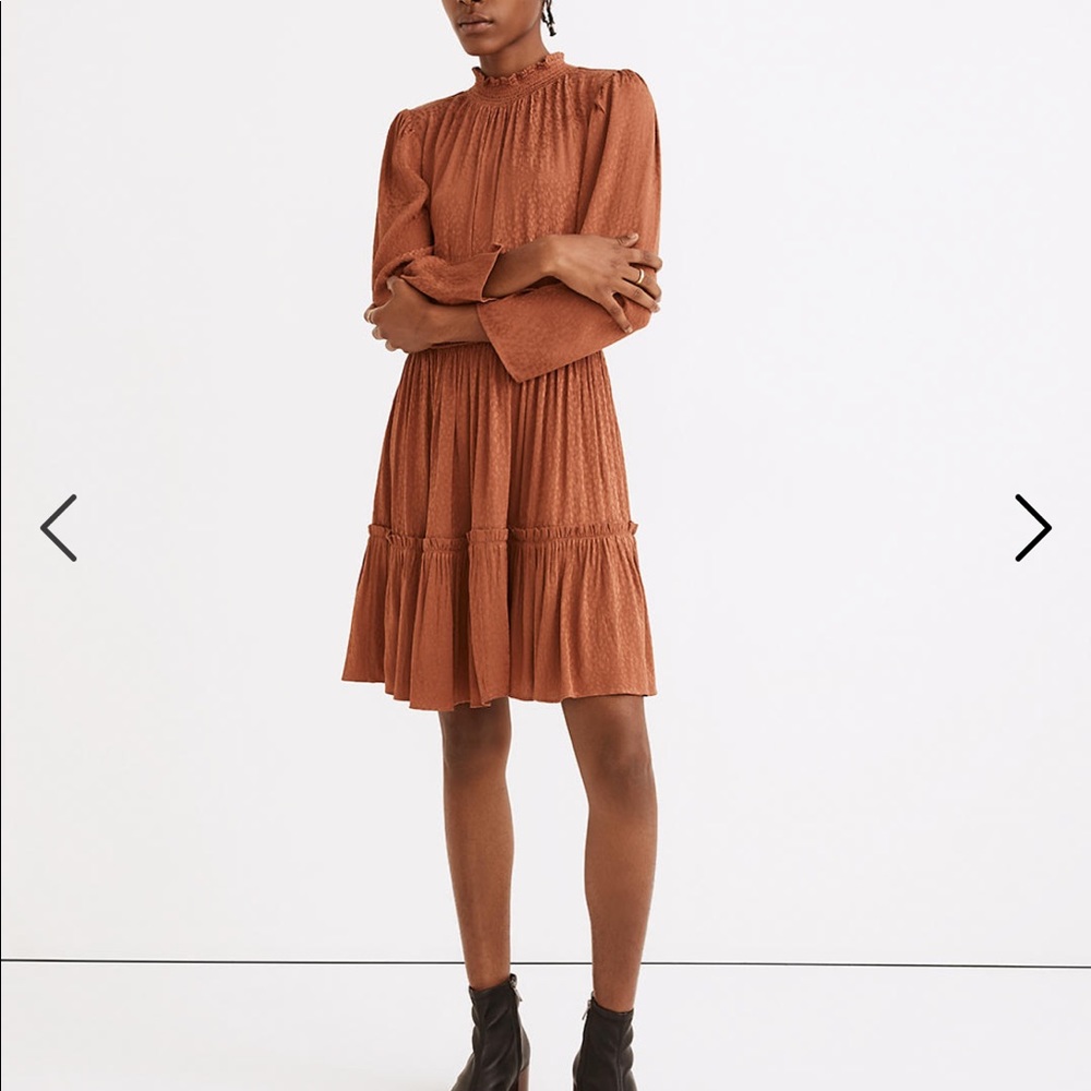 Madewell Mockneck ruffle hem mini dress